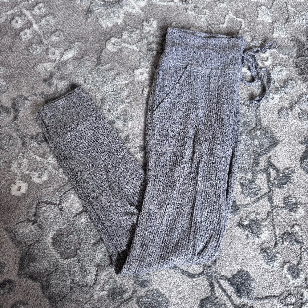 Aerie Ribbed Knit Lounge Pants Gray Womens Size Medium